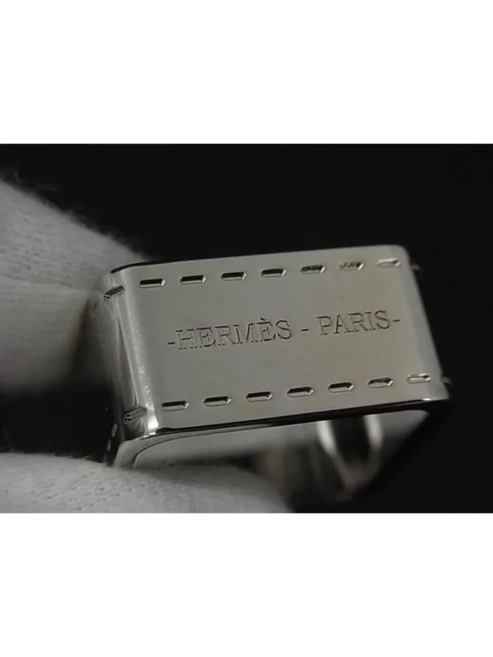 Hermes Bolduc Square Scarf Ring Closure Silver - Picture 3 of 3